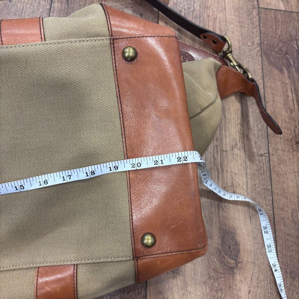 Polo Ralph Lauren Duffle Bag Safari XL Tan Cognac Canvas Leather  (23.5x10x10) - Picture 11 of 12